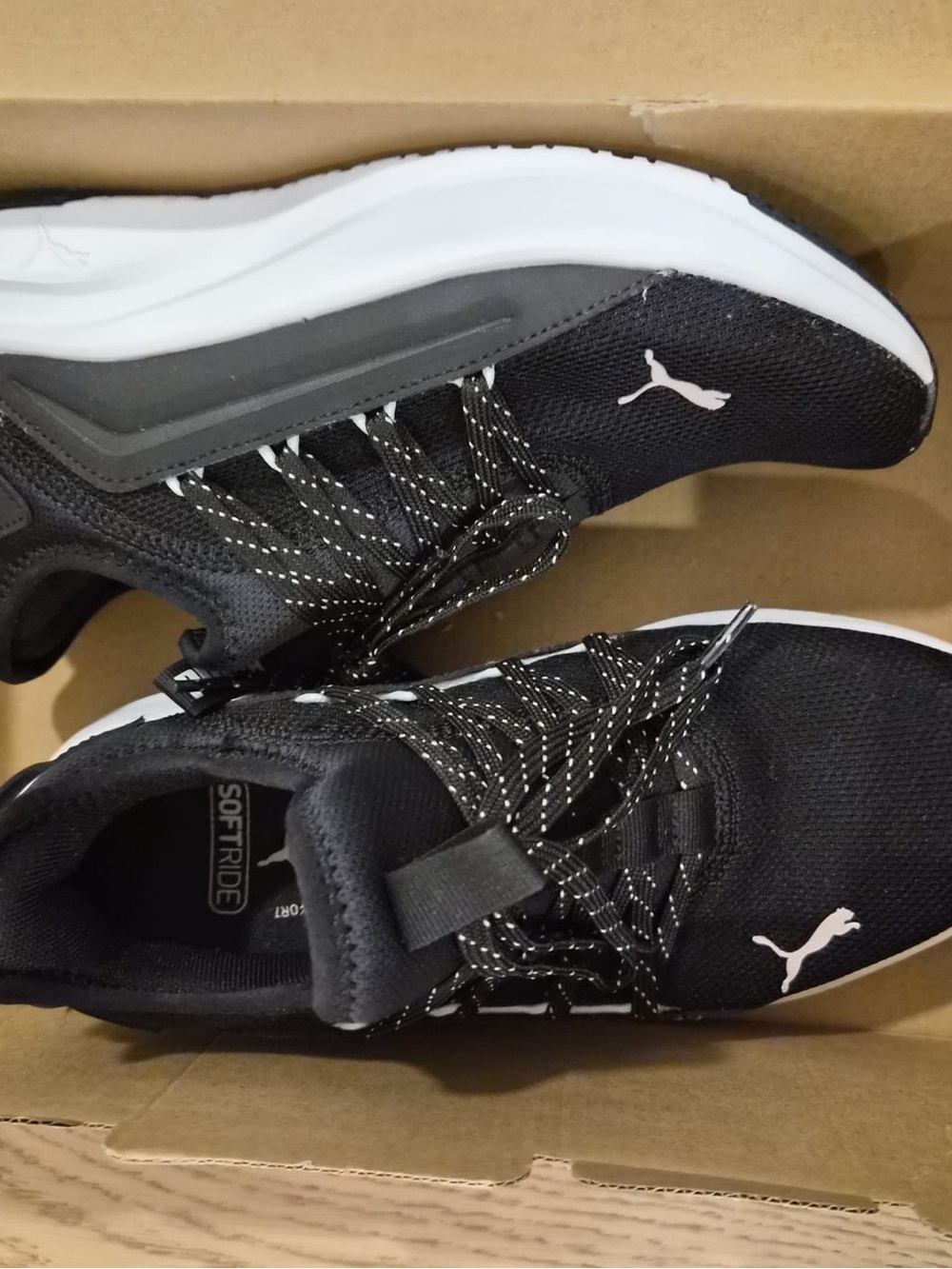 Puma Black and White Knit Lace-Up Sneakers - Picture 9 of 9
